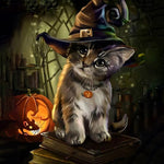 Load image into Gallery viewer, Cat With Witch Hat Jigsaw Puzzle
