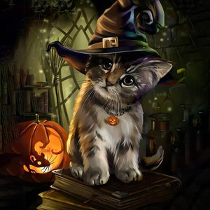 Cat With Witch Hat Jigsaw Puzzle