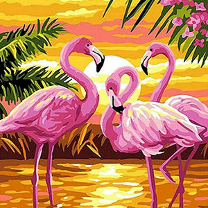 Flamingo In Sunset Jigsaw Puzzle