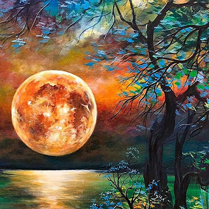 Full Moon With Tree Jigsaw Puzzle