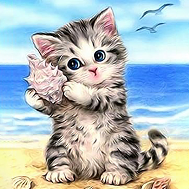 Kitten With Shell Jigsaw Puzzle