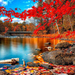 Load image into Gallery viewer, Maple Leaf Forest Lake Jigsaw Puzzle
