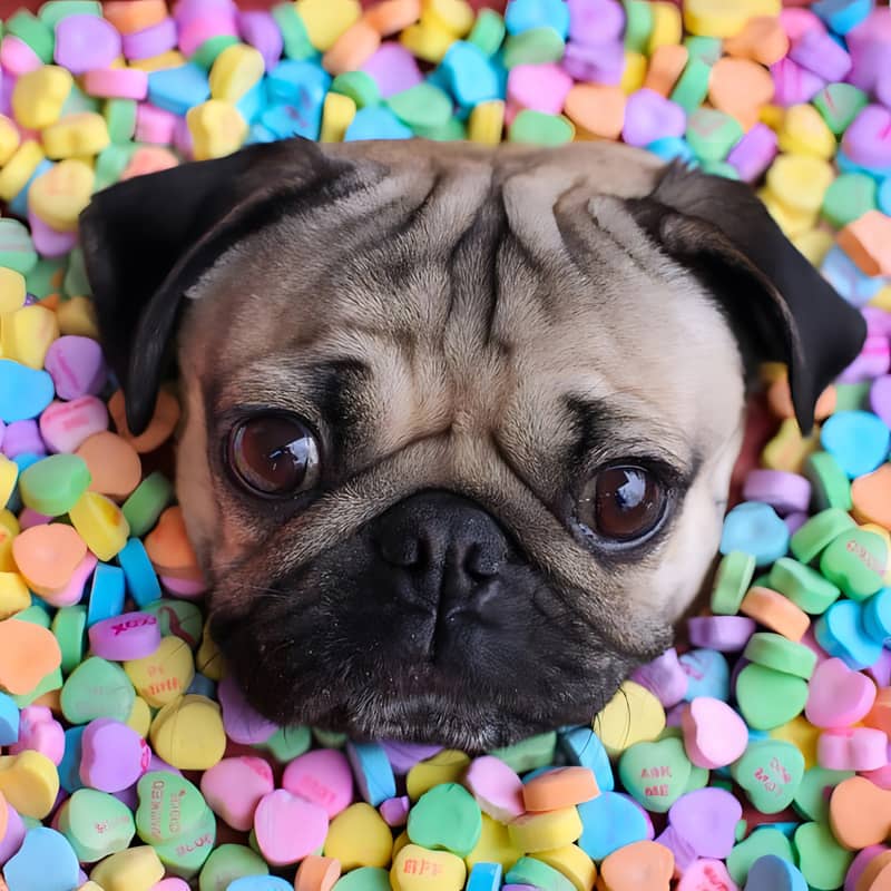 Pug With Candies Jigsaw Puzzle