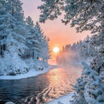 Load image into Gallery viewer, Snowy Trees Along The Lake Jigsaw Puzzle
