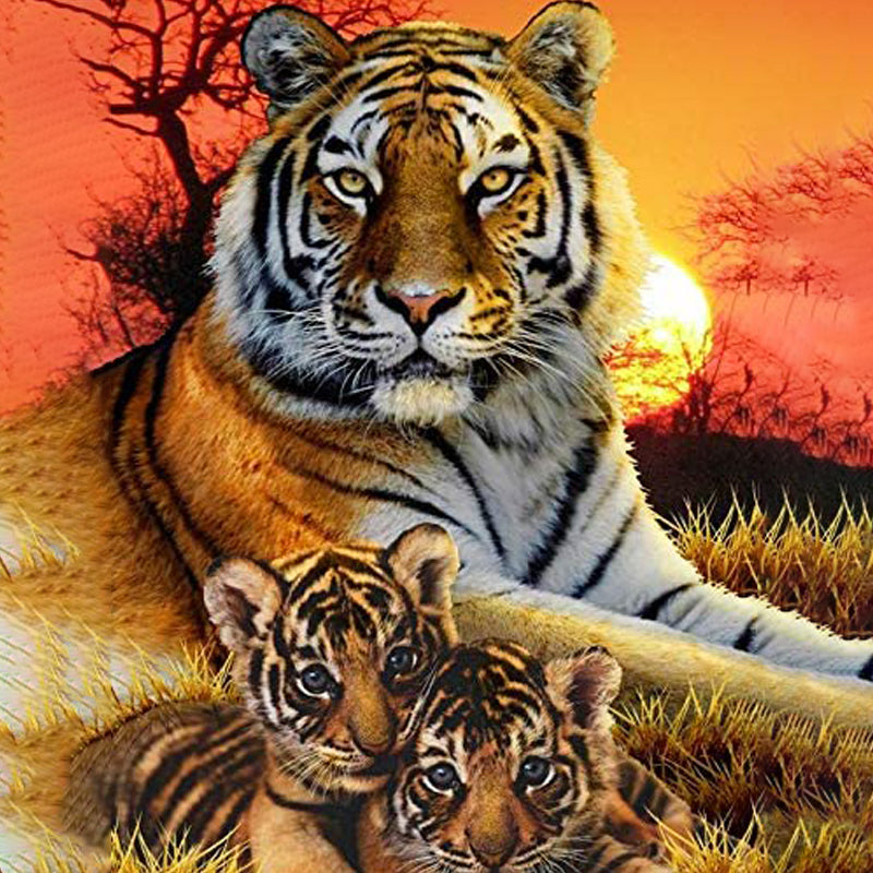 Tiger With Cubs Jigsaw Puzzle