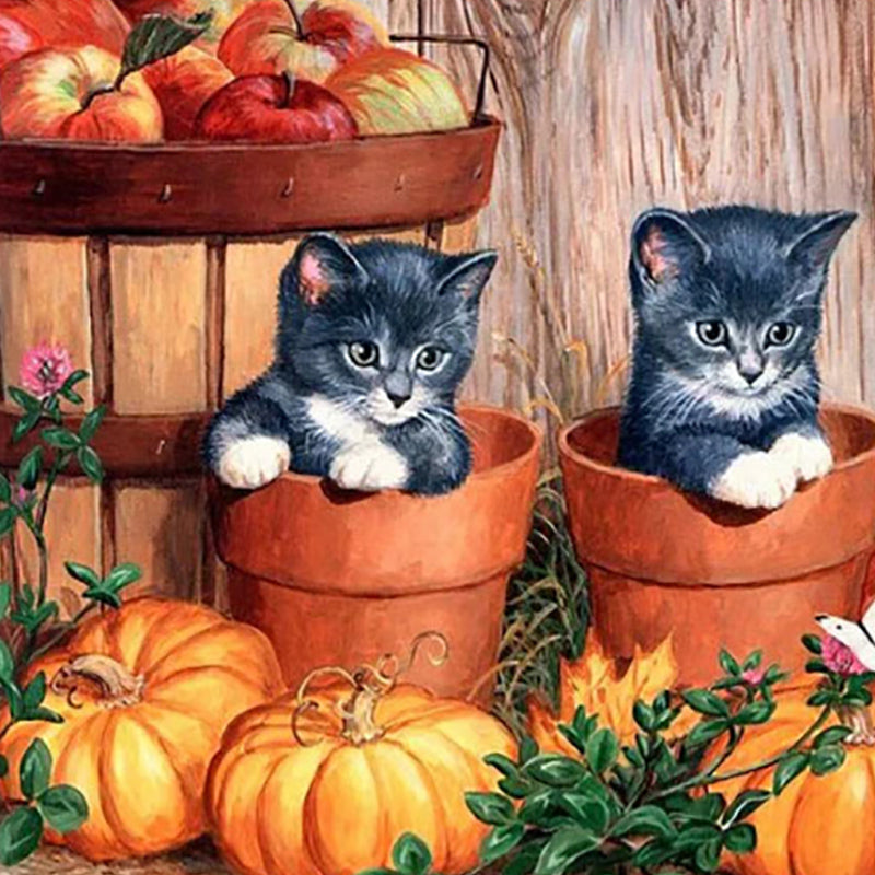 Two Kittens With Pumpkin Jigsaw Puzzle