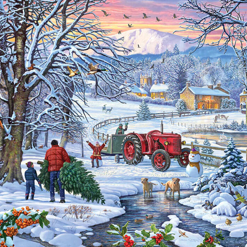 Winter Farm Gathering Jigsaw Puzzle