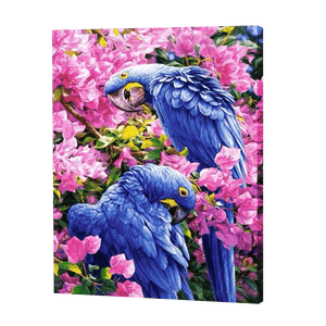 Blue Parrots In Flowers | Jigsaw Puzzle UK