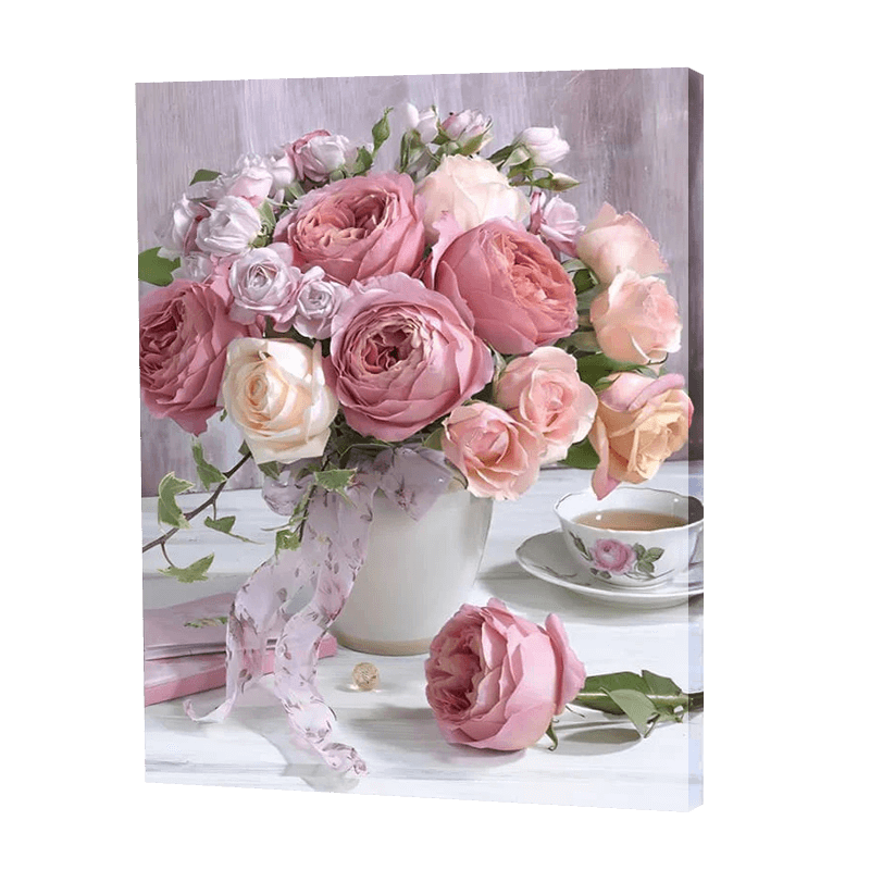 Peach Roses In A Vase | Jigsaw Puzzle UK