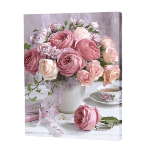 Peach Roses In A Vase | Jigsaw Puzzle UK