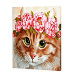 Load image into Gallery viewer, Pink Wreath On A Cat | Jigsaw Puzzle UK
