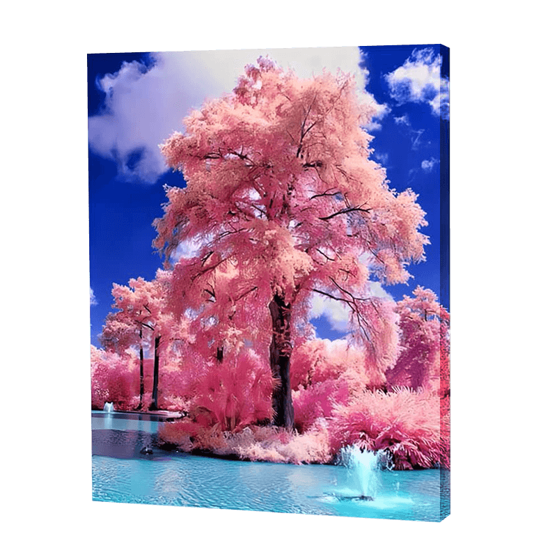 Pink Tree At The Aqua Lake | Jigsaw Puzzle UK