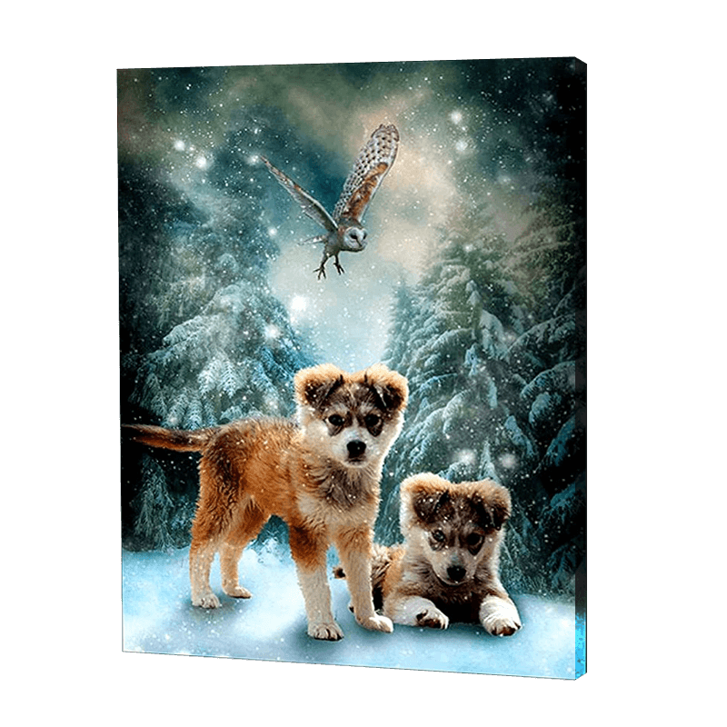 Puppies In A Snowy Night | Jigsaw Puzzle UK