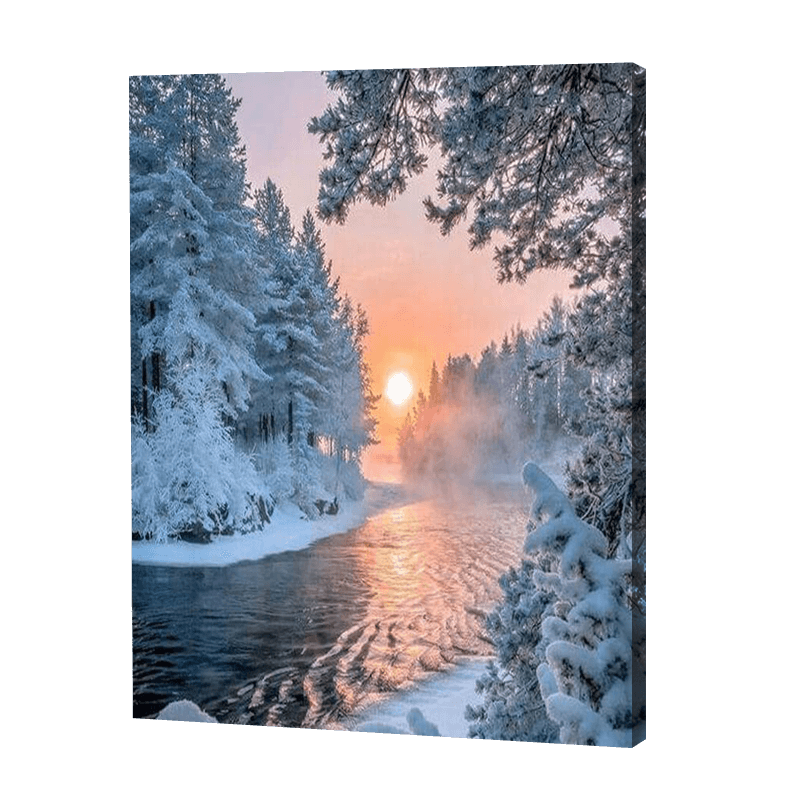 Snowy Trees Along The Lake | Jigsaw Puzzle UK