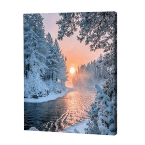 Snowy Trees Along The Lake | Jigsaw Puzzle UK